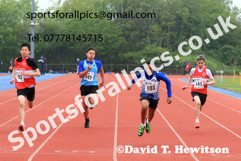 100 metres, 2026 North Eastern Track and Field Champs, Shildon, County Durham. Photo: David T. Hewitson/Sports for All Pics